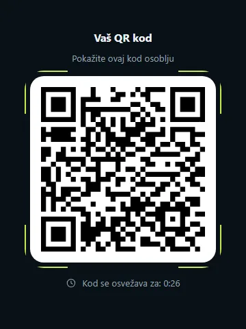 Kod gosta na ekranu telefona, spreman za skeniranje.